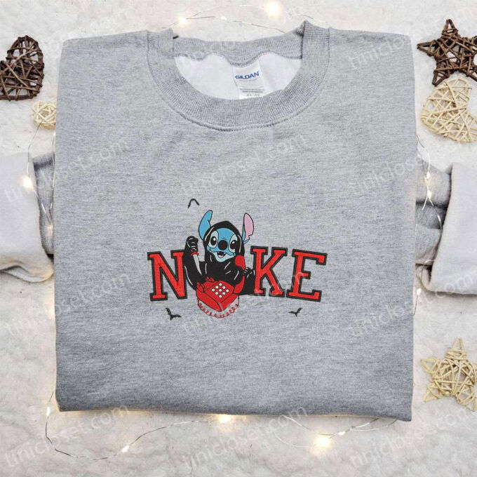 Nike x Stitch Ghostface Calling Embroidered Shirt – Funny Halloween Inspired Tee