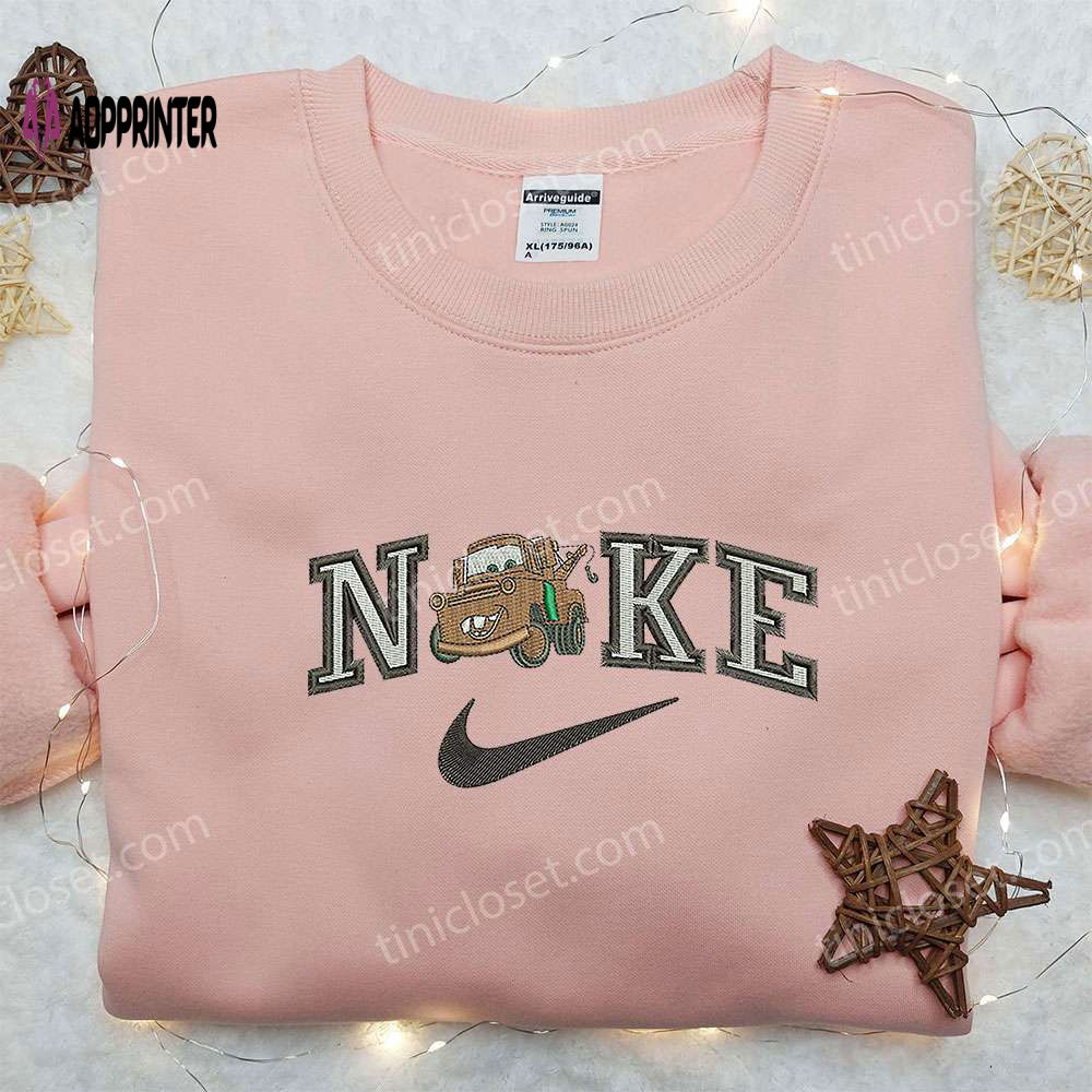 Nike x Tow Mater Car Embroidered Sweatshirt: Pixar Cars Cartoon Hoodie Nike Inspired Shirt Nike x Tow Mater Car Embroidered Sweatshirt: Pixar Cars Cartoon Hoodie Nike Inspired Shirt