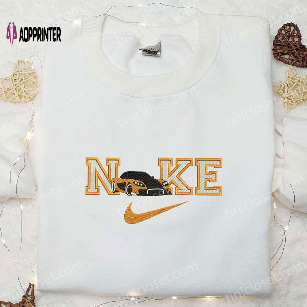 Orange Sport Car x Nike Embroidered Shirt & Hoodie: Unique Nike Inspired Gift Idea Perfect for Transportation Lovers Orange Sport Car x Nike Embroidered Shirt & Hoodie: Unique Nike Inspired Gift Idea Perfect for Transportation Lovers