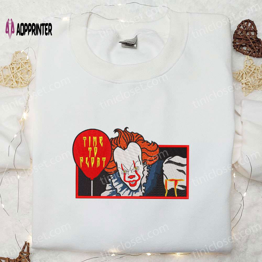 Spooky Pennywise Balloon Embroidered Shirt & Hoodie: Funny Halloween T-shirt Spooky Pennywise Balloon Embroidered Shirt & Hoodie: Funny Halloween T-shirt
