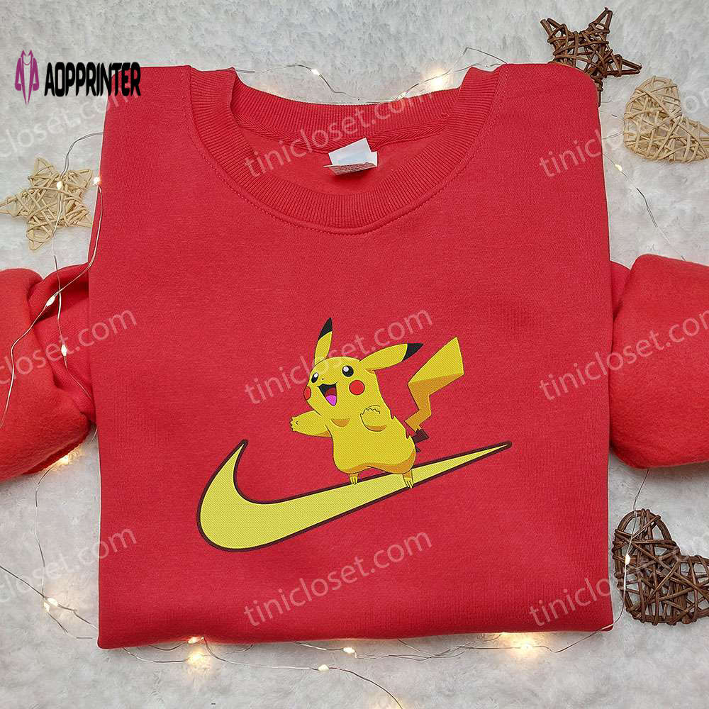 Pikachu x Nike Swoosh Anime Hoodie & Pokemon Embroidered Shirt: Trendy Nike Inspired Apparel Pikachu x Nike Swoosh Anime Hoodie & Pokemon Embroidered Shirt: Trendy Nike Inspired Apparel