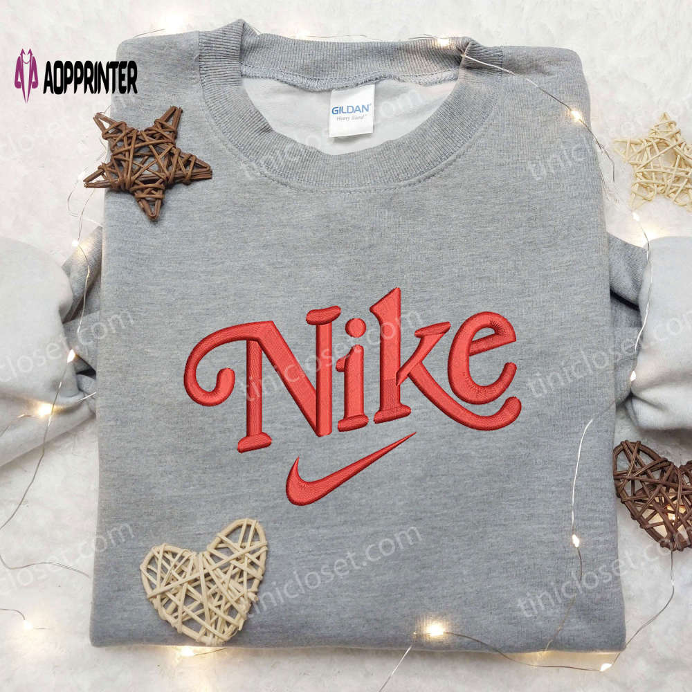 Red Classic x Nike Anime Embroidered Shirt – Custom Design for Trendy Style Red Classic x Nike Anime Embroidered Shirt – Custom Design for Trendy Style