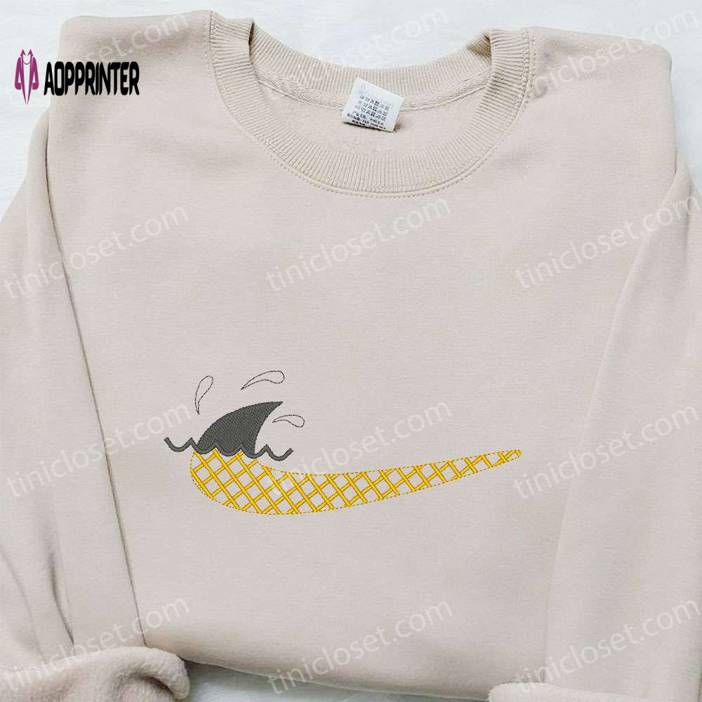 Nike Inspired Shark Tail x Swoosh Embroidered Shirt Hoodie & Custom T-shirt Nike Inspired Shark Tail x Swoosh Embroidered Shirt Hoodie & Custom T-shirt