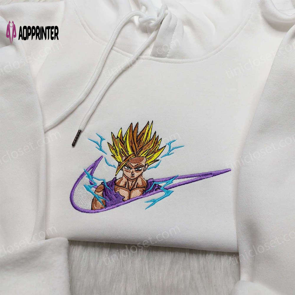 Dragon Ball Hoodie: Son Gohan Super Saiyan Sweatshirt with Custom Nike Swoosh – Shop Now! Dragon Ball Hoodie: Son Gohan Super Saiyan Sweatshirt with Custom Nike Swoosh – Shop Now!