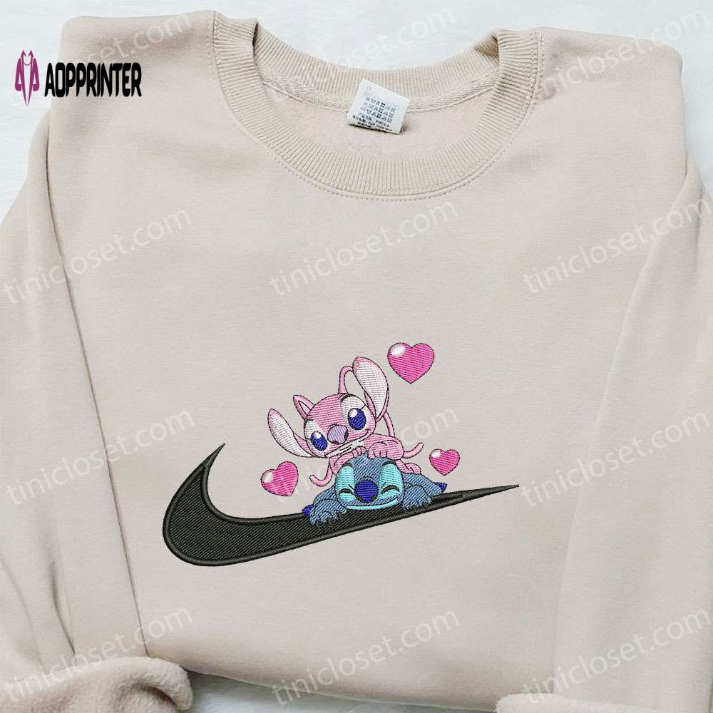 Stitch Angel Couple Love Hoodie Disney Characters Embroidered Shirt Best Gift Ideas for Family Stitch Angel Couple Love Hoodie Disney Characters Embroidered Shirt Best Gift Ideas for Family