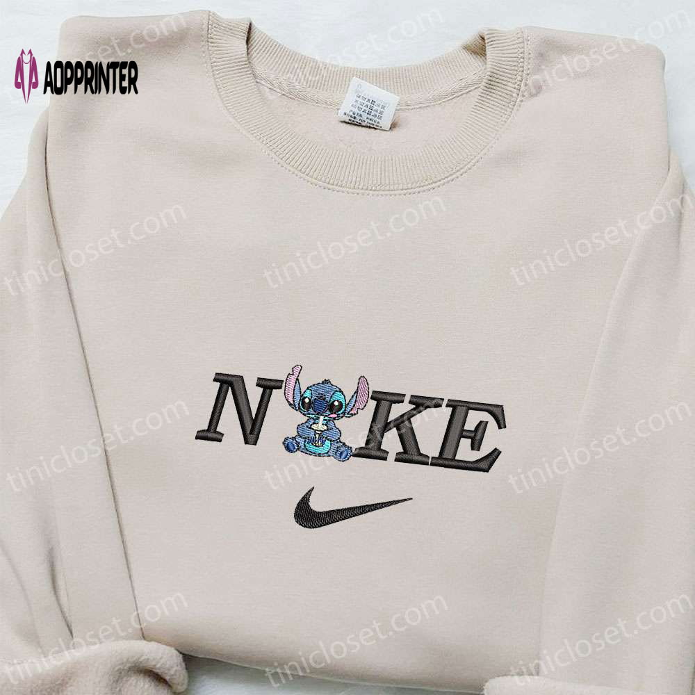Stitch Drinking Boba x Nike Embroidered Shirt Disney Characters Hoodie Nike Inspired Sweatshirt Stitch Drinking Boba x Nike Embroidered Shirt Disney Characters Hoodie Nike Inspired Sweatshirt