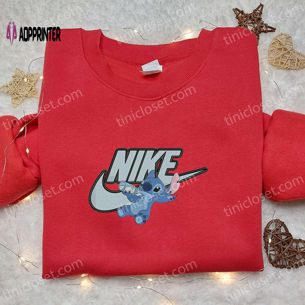 Stitch Drinking Milk x Nike Embroidered Shirt Disney Characters Hoodie – Best Gift Idea Stitch Drinking Milk x Nike Embroidered Shirt Disney Characters Hoodie – Best Gift Idea