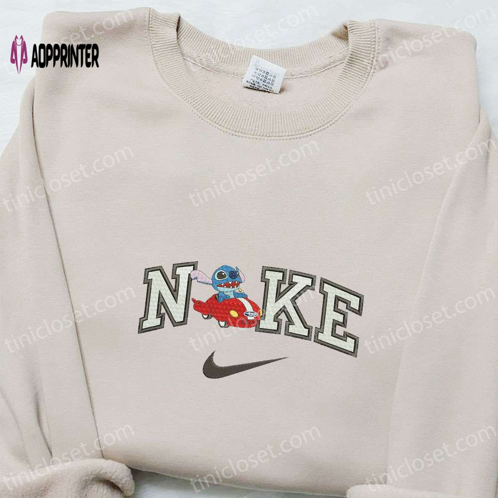 Stitch Driving Car x Nike Embroidered Shirt Disney Characters Hoodie & Nike Inspired Sweatshirt Stitch Driving Car x Nike Embroidered Shirt Disney Characters Hoodie & Nike Inspired Sweatshirt