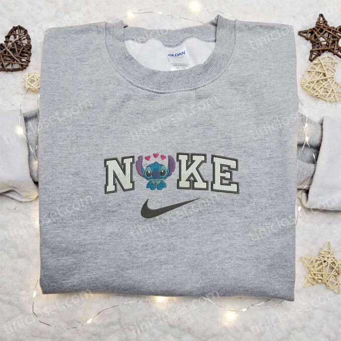 Embroidered Disney Characters Sweatshirt: Stitch Hearts x Nike Hoodie Perfect Valentine’s Gift