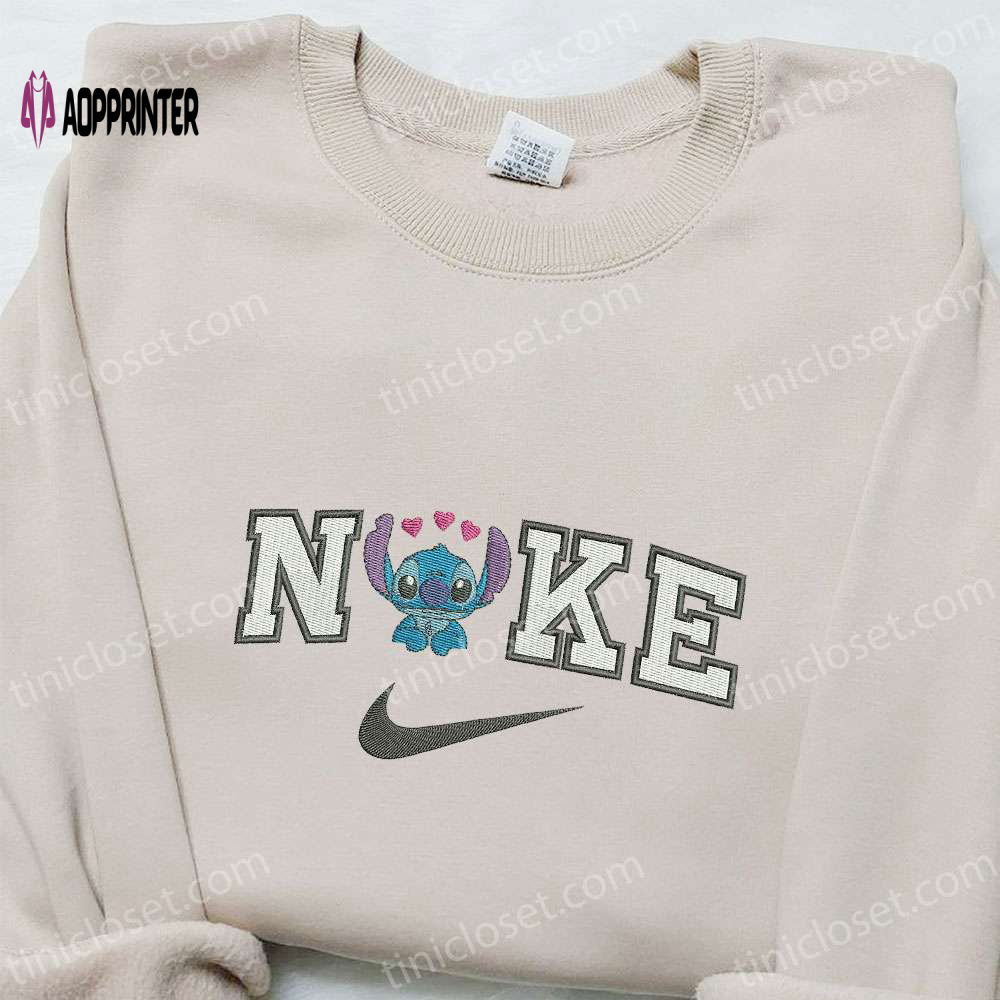 Embroidered Disney Characters Sweatshirt: Stitch Hearts x Nike Hoodie Perfect Valentine’s Gift Embroidered Disney Characters Sweatshirt: Stitch Hearts x Nike Hoodie Perfect Valentine’s Gift