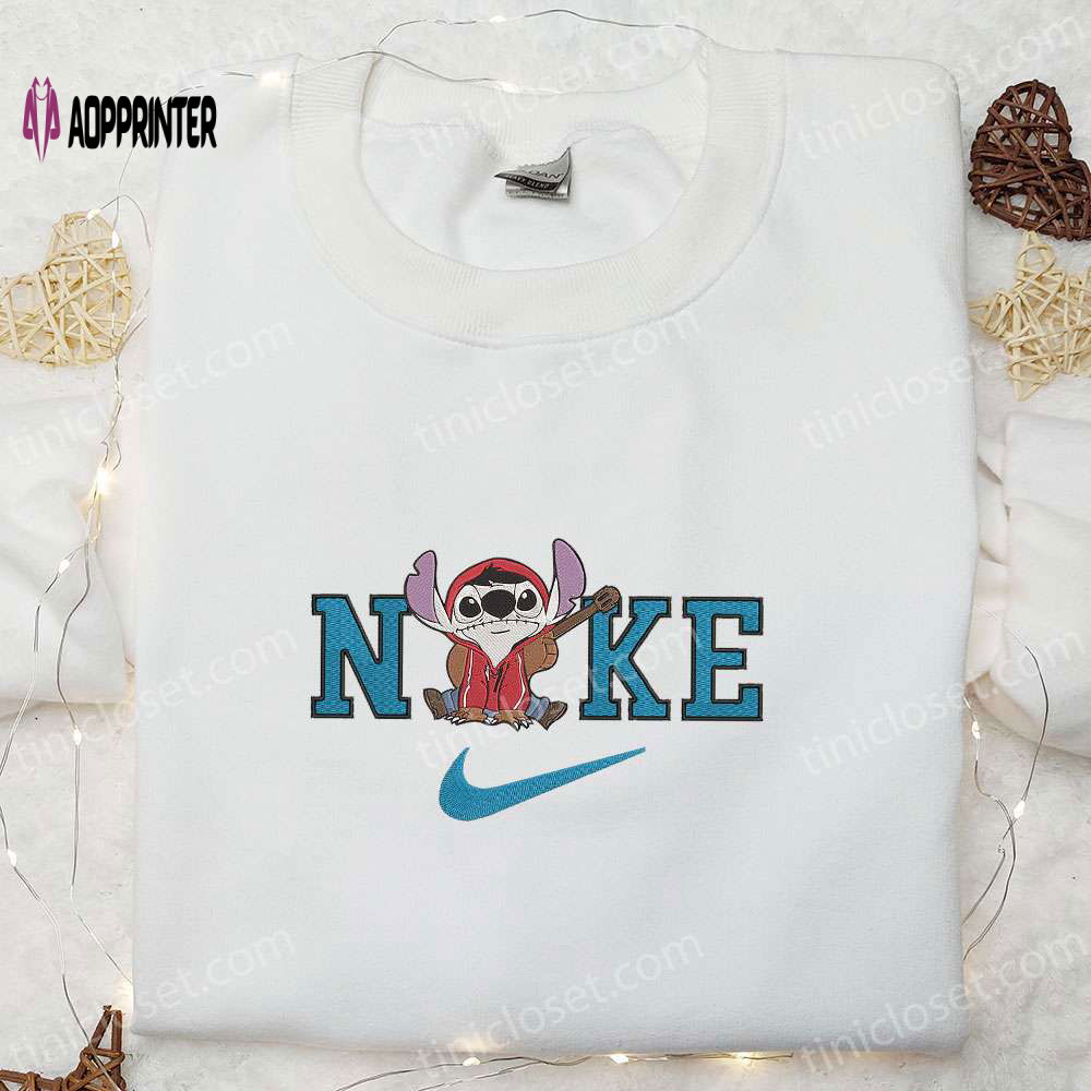 Stitch Miguel x Nike Embroidered Shirt: Funny Disney Characters T-Shirt & Nike Inspired Sweatshirt Stitch Miguel x Nike Embroidered Shirt: Funny Disney Characters T-Shirt & Nike Inspired Sweatshirt
