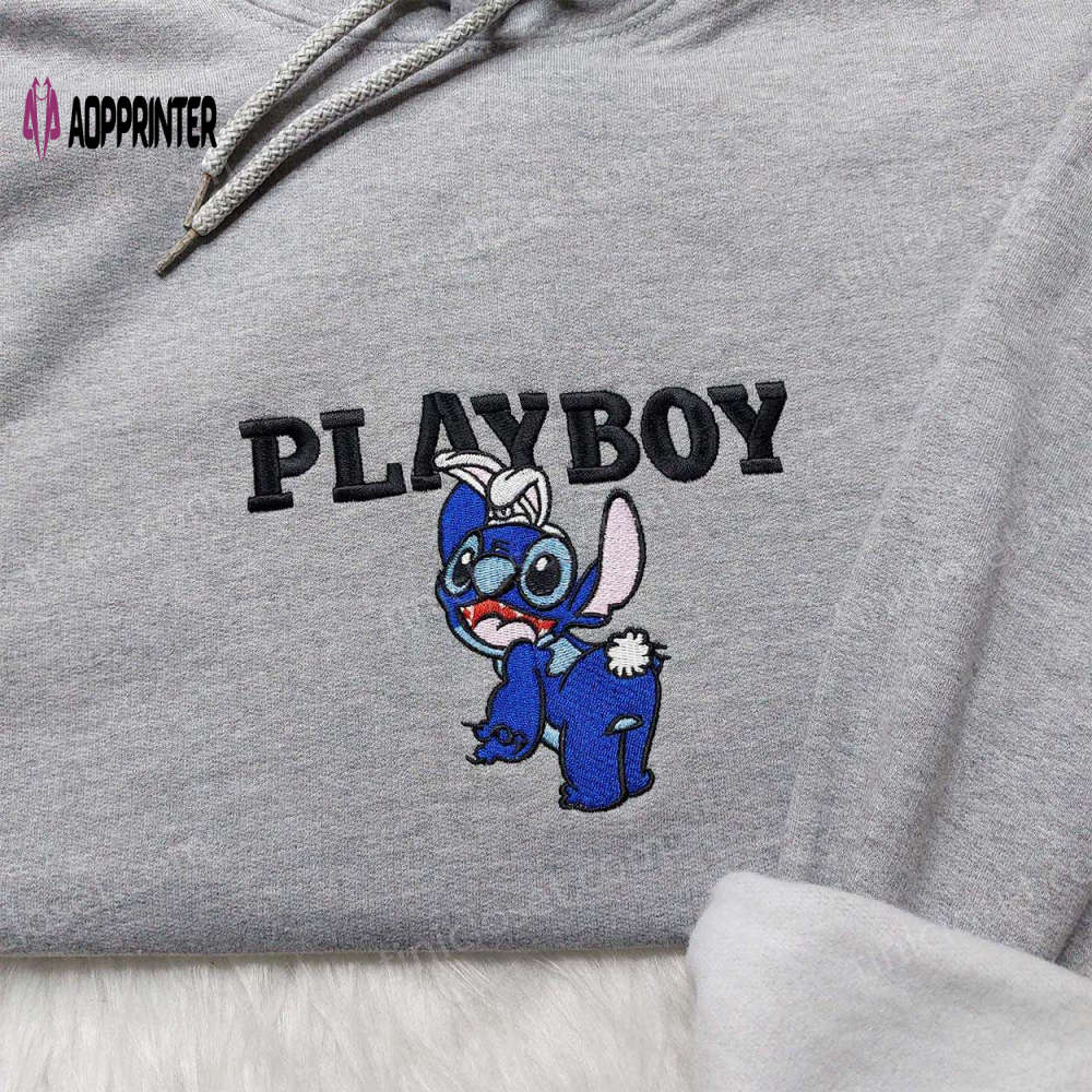 Stitch Playboy & Disney Embroidered Shirt Sweatshirt Hoodie: Cute & Trendy Embroidered Apparel Stitch Playboy & Disney Embroidered Shirt Sweatshirt Hoodie: Cute & Trendy Embroidered Apparel
