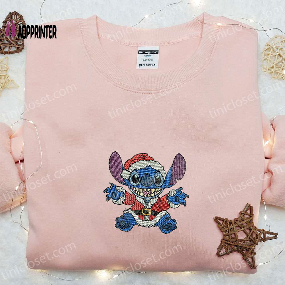 Disney Characters Embroidered Hoodie & Stitch Santa Shirt – Festive Christmas Embroidered Apparel Disney Characters Embroidered Hoodie & Stitch Santa Shirt – Festive Christmas Embroidered Apparel