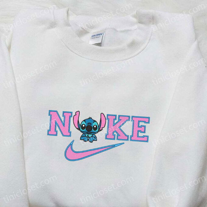 Stitch x Nike Cartoon Embroidered Sweatshirt: Disney Characters Hoodie Perfect Family Gift