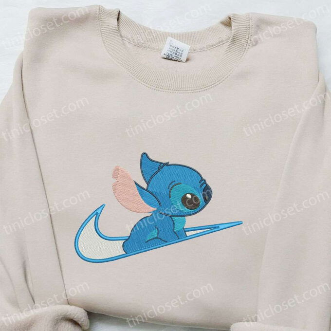Disney Stitch x Swoosh Cartoon Embroidered Hoodie & Shirt – Best Family Gift Ideas