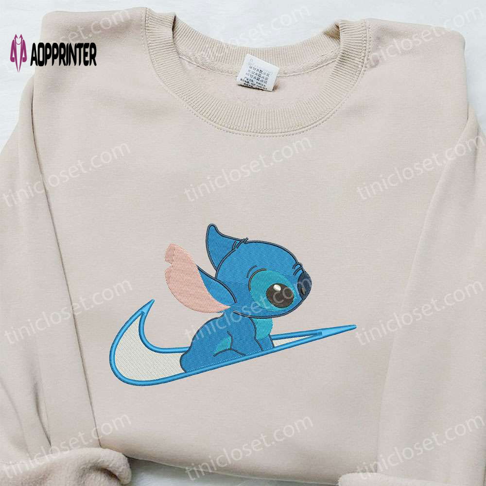 Disney Stitch x Swoosh Cartoon Embroidered Hoodie & Shirt – Best Family Gift Ideas Disney Stitch x Swoosh Cartoon Embroidered Hoodie & Shirt – Best Family Gift Ideas