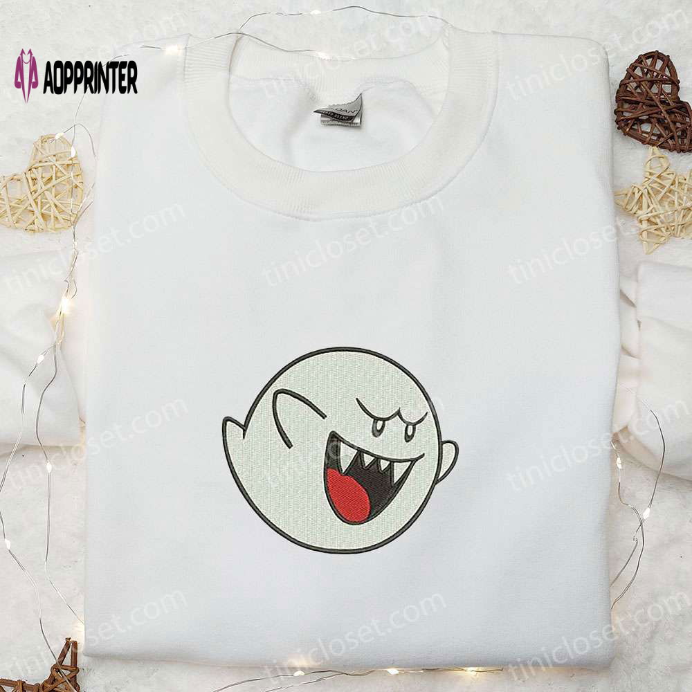 Super Mario Boo Ghost Embroidered Sweatshirt – Adorable Halloween Shirt & Best Gifts Super Mario Boo Ghost Embroidered Sweatshirt – Adorable Halloween Shirt & Best Gifts