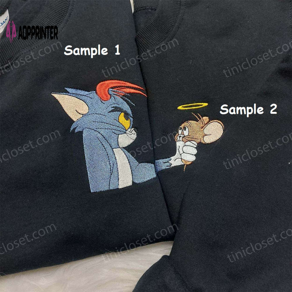 Tom & Jerry Cartoon Embroidered Shirt: Perfect Matching Couple Shirt Limited Edition Tom & Jerry Cartoon Embroidered Shirt: Perfect Matching Couple Shirt Limited Edition