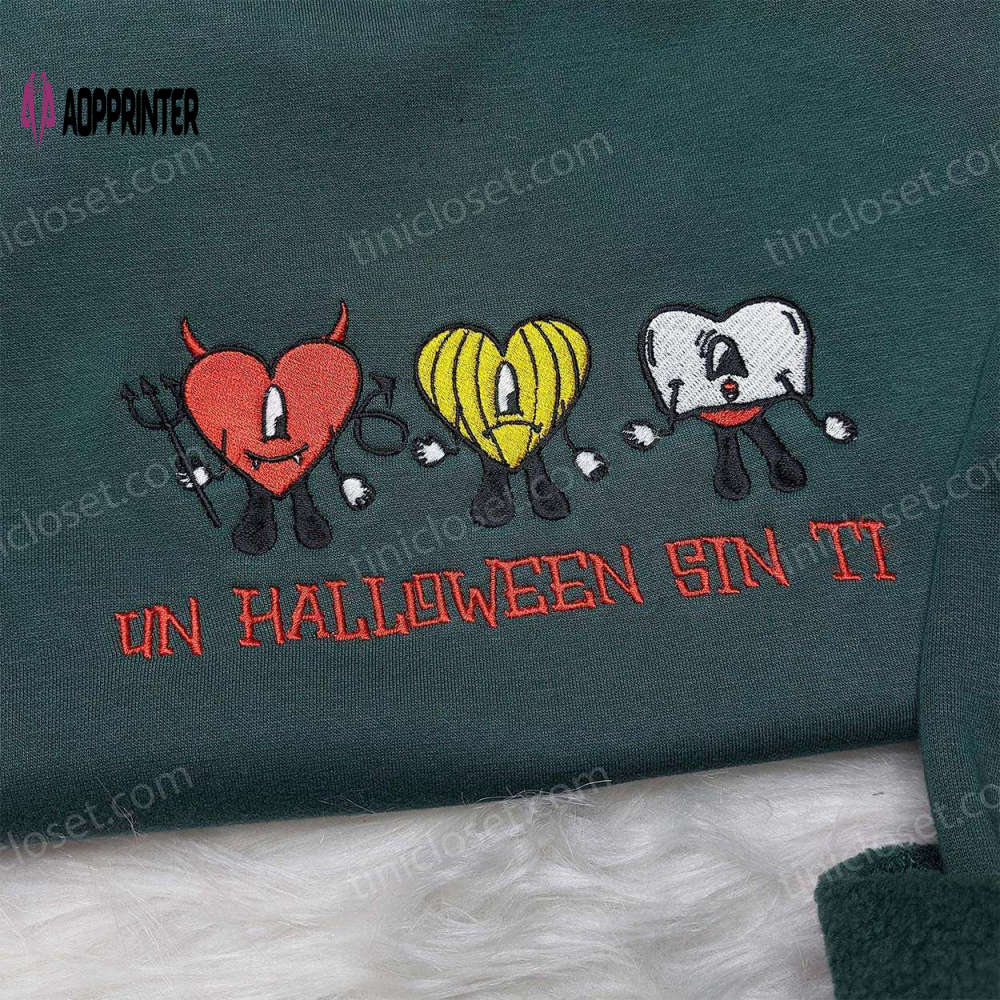 Cute Little Bad Bunny Shirt: Un Halloween Sin Ti Embroidered Perfect for Cool Halloween Shirts Cute Little Bad Bunny Shirt: Un Halloween Sin Ti Embroidered Perfect for Cool Halloween Shirts