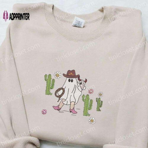 Spooky Western Cowboy Ghost Embroidered Sweatshirt - Perfect Halloween Shirt Best Family Gifts
