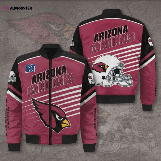 Arizona Cardinals 3D Logo Pattern Bomber Jacket – Red And Black