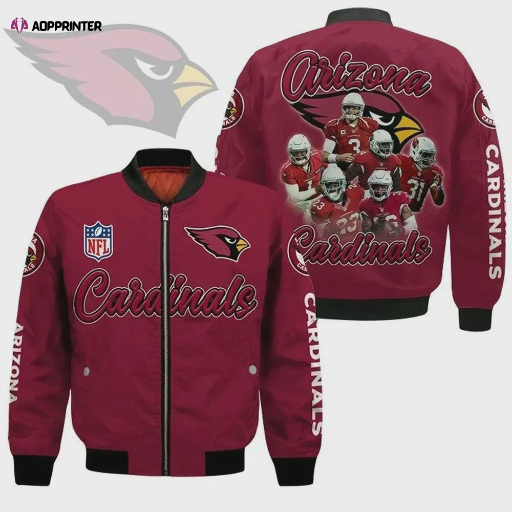 Arizona Cardinals Players Logo Pattern Bomber Jacket – Red Arizona Cardinals Players Logo Pattern Bomber Jacket – Red