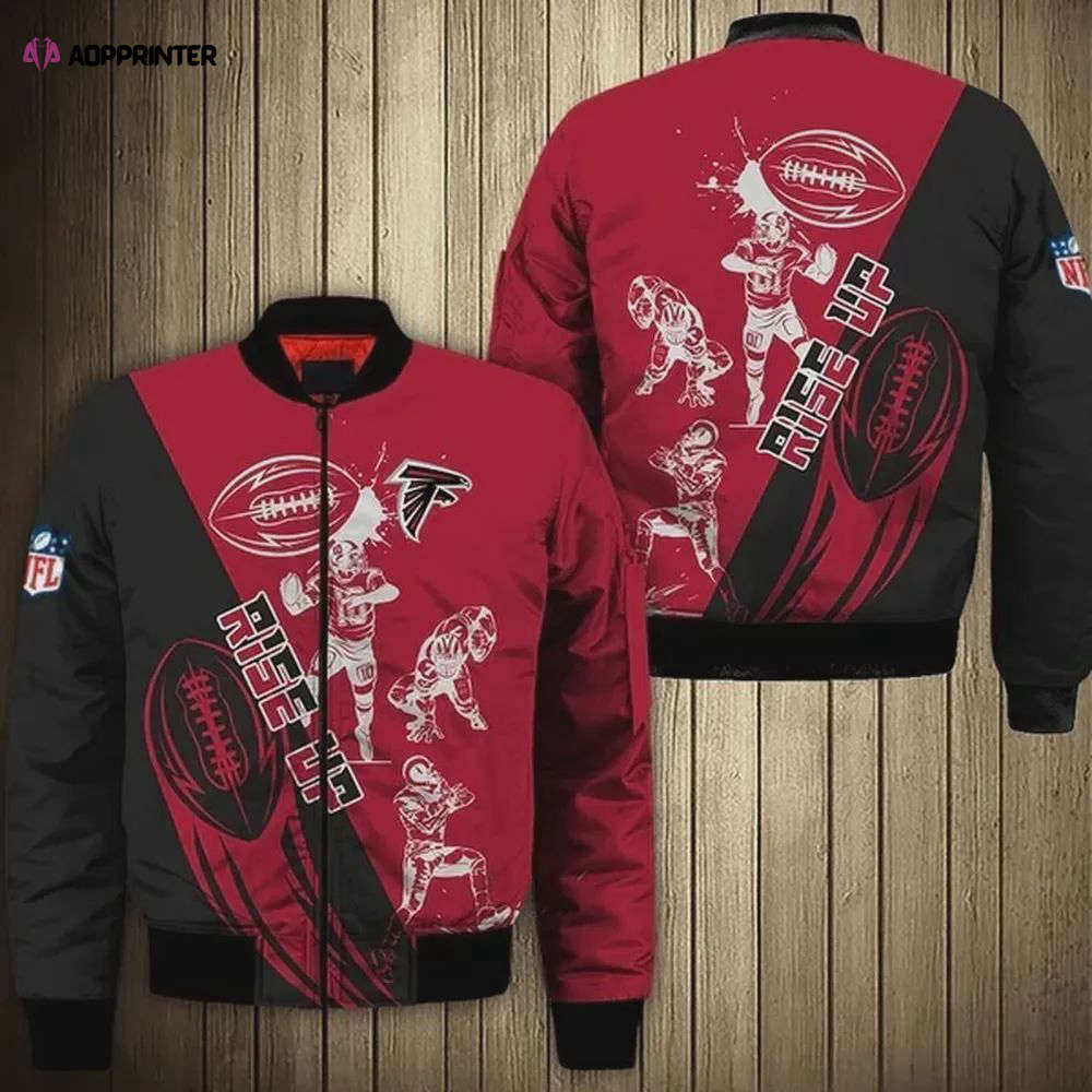 Atlanta Falcons Rise Up Players Pattern Bomber Jacket – Black And Red Atlanta Falcons Rise Up Players Pattern Bomber Jacket – Black And Red