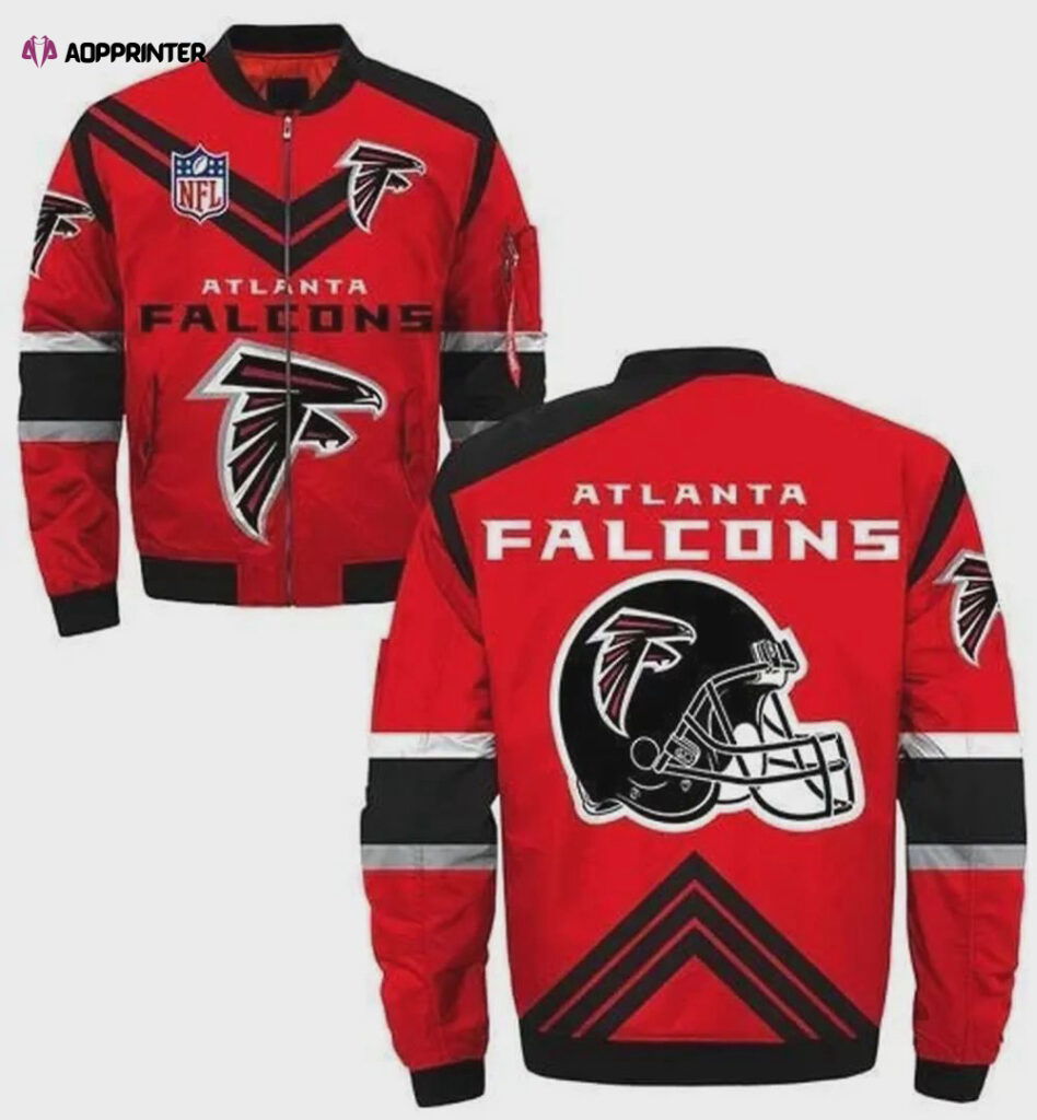 Atlanta Falcons Team Logo Pattern Bomber Jacket – Red And Black Atlanta Falcons Team Logo Pattern Bomber Jacket – Red And Black