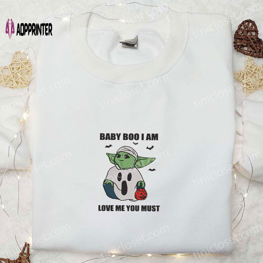 Adorable Baby Yoda Embroidered Sweatshirt: Perfect Halloween Gift Idea Adorable Baby Yoda Embroidered Sweatshirt: Perfect Halloween Gift Idea