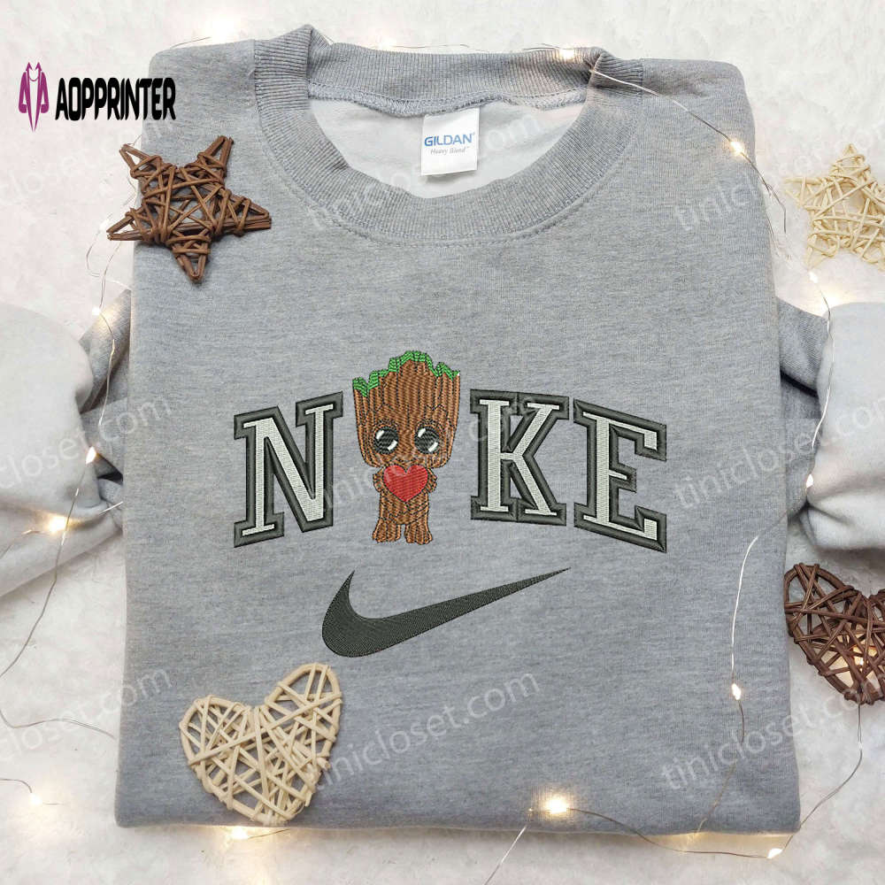 Baby Groot Love x Nike Embroidered Shirt – Marvel Movie Inspired Nike Shirt Baby Groot Love x Nike Embroidered Shirt – Marvel Movie Inspired Nike Shirt