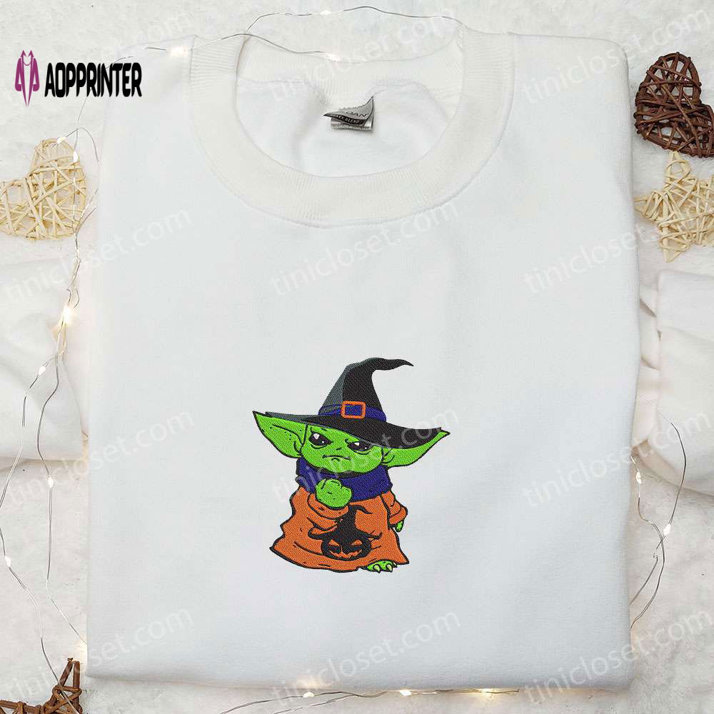 Spooktacular Baby Yoda Witch Sweatshirt: Halloween Embroidered Hoodie & Gifts Spooktacular Baby Yoda Witch Sweatshirt: Halloween Embroidered Hoodie & Gifts