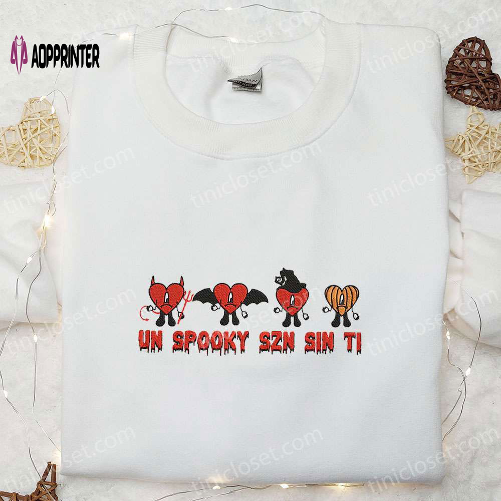 Bad Bunny Un Spooky Szn Sin Ti Embroidered Shirt Sweatshirt & Hoodie – Cool Halloween Collection Bad Bunny Un Spooky Szn Sin Ti Embroidered Shirt Sweatshirt & Hoodie – Cool Halloween Collection