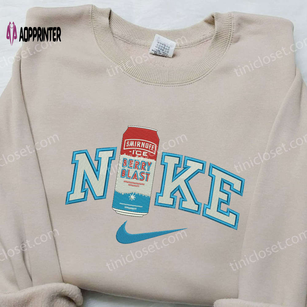 Berry Blast Beverage x Nike Embroidered Shirt – Stylish Nike Shirt with Beauty and Drink Theme Berry Blast Beverage x Nike Embroidered Shirt – Stylish Nike Shirt with Beauty and Drink Theme