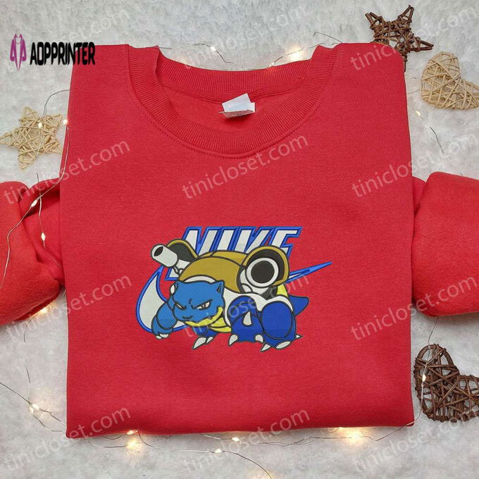 Blastoise x Nike Anime Embroidered Shirt: Pokemon Inspired Nike Shirt