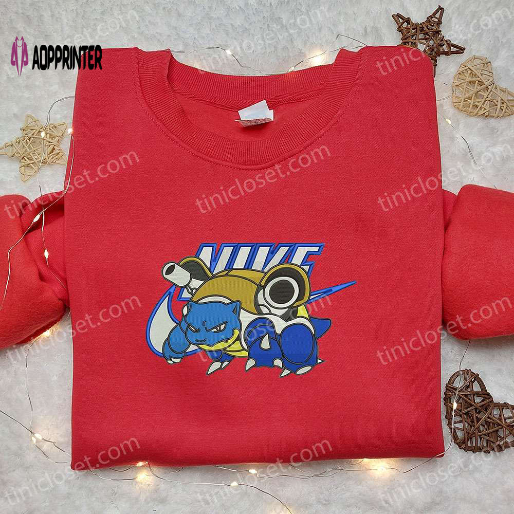 Blastoise x Nike Anime Embroidered Shirt: Pokemon Inspired Nike Shirt Blastoise x Nike Anime Embroidered Shirt: Pokemon Inspired Nike Shirt