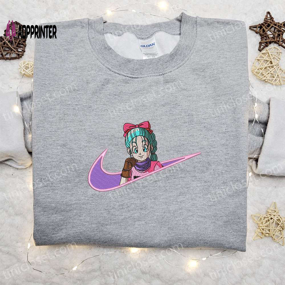 Bulma x Nike Swoosh Anime Embroidered Shirt: Dragon Ball & Nike Inspired Design Bulma x Nike Swoosh Anime Embroidered Shirt: Dragon Ball & Nike Inspired Design
