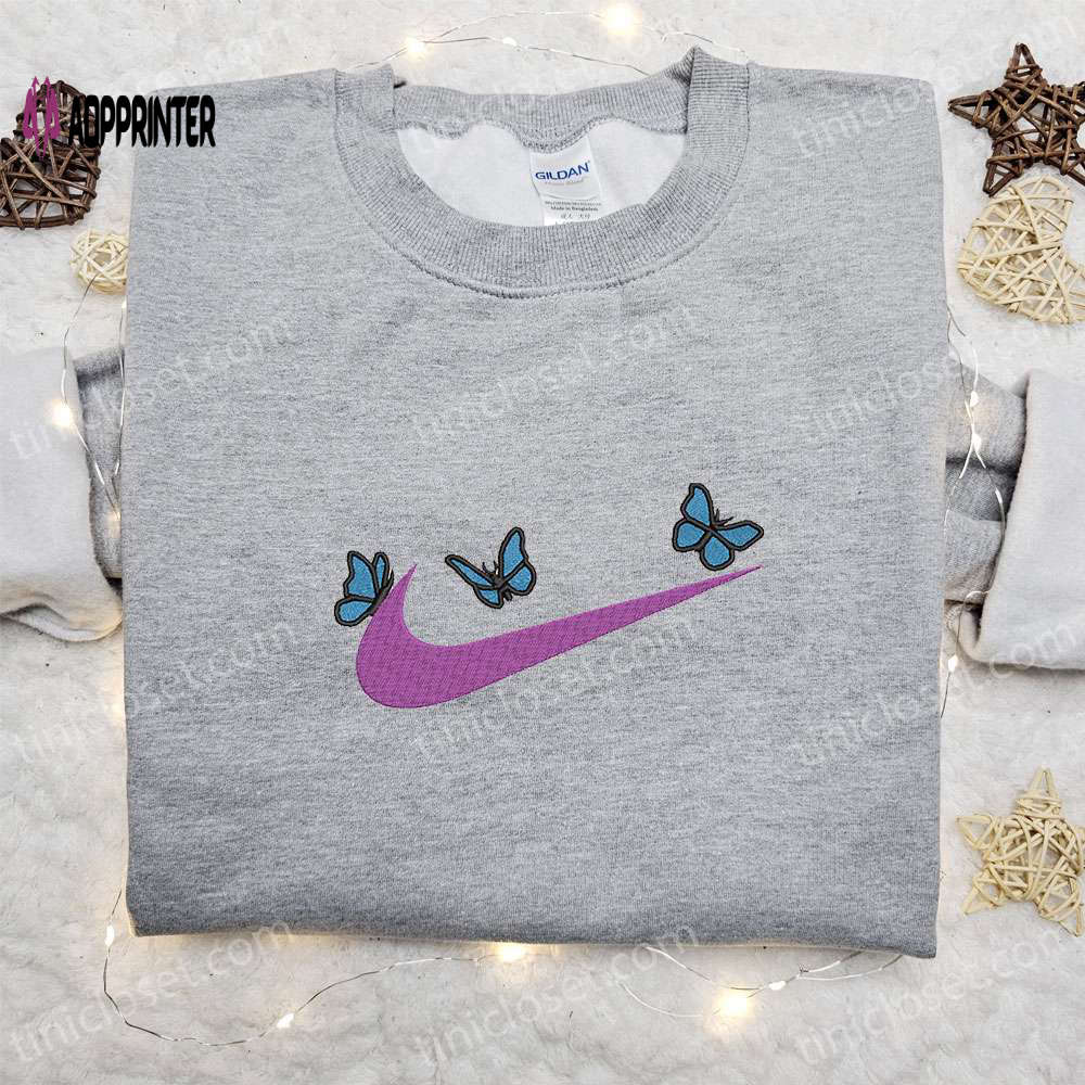 Stylish Butterfly x Nike Embroidered Sweatshirt – Perfect Nike Inspired Gift for Birthdays Stylish Butterfly x Nike Embroidered Sweatshirt – Perfect Nike Inspired Gift for Birthdays