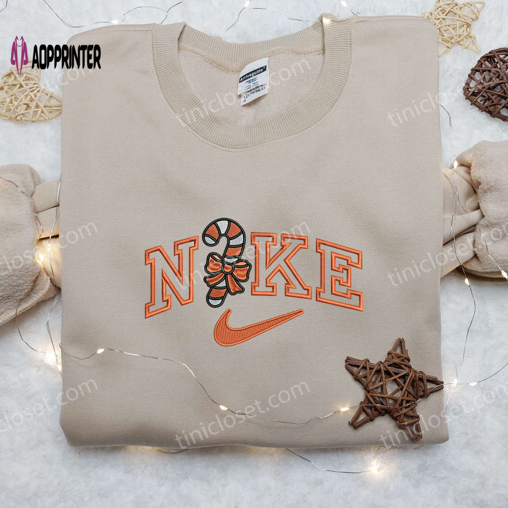Limited Edition Candy Cane Orange x Nike Embroidered Shirt – Festive Christmas Apparel Limited Edition Candy Cane Orange x Nike Embroidered Shirt – Festive Christmas Apparel