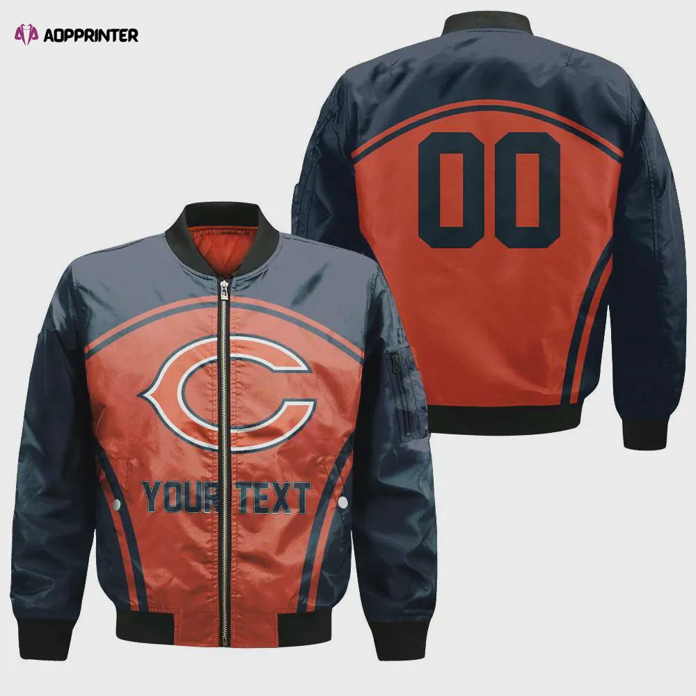 Chicago Bears Bomber Jacket 3D Printed Custom Text Curve Style Sport Chicago Bears Bomber Jacket 3D Printed Custom Text Curve Style Sport