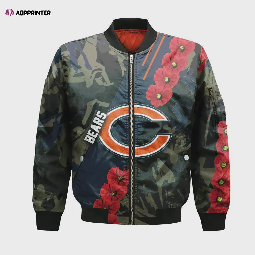 Chicago Bears Bomber Jacket 3D Printed Sport Style Keep Go on Chicago Bears Bomber Jacket 3D Printed Sport Style Keep Go on