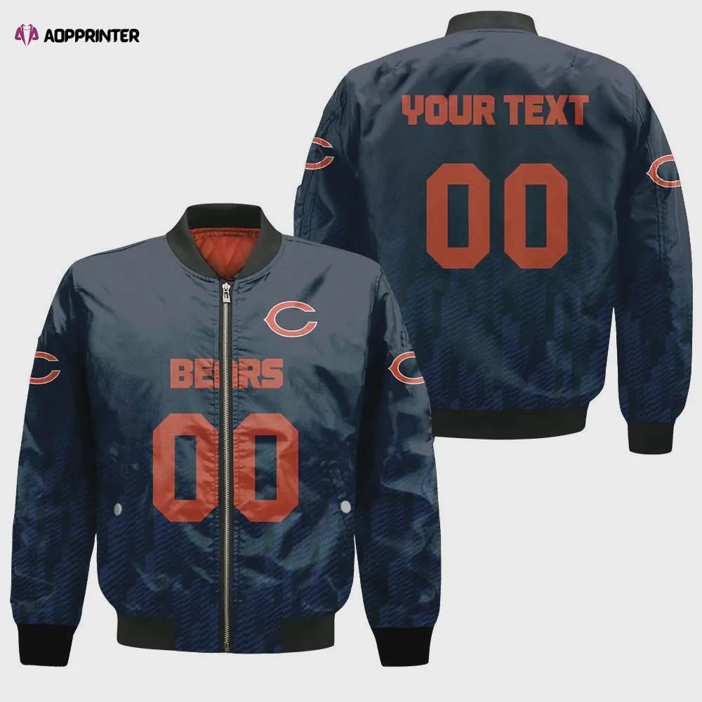 Chicago Bears Bomber Jacket 3D Printed Team Logo Custom Text And Number Chicago Bears Bomber Jacket 3D Printed Team Logo Custom Text And Number