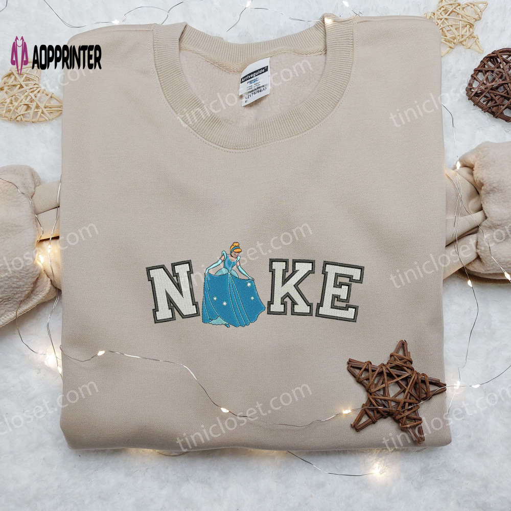 Cinderella Bow x Nike Embroidered Shirt Customizable and Stylish Cinderella Embroidery on Nike Shirt Cinderella Bow x Nike Embroidered Shirt Customizable and Stylish Cinderella Embroidery on Nike Shirt