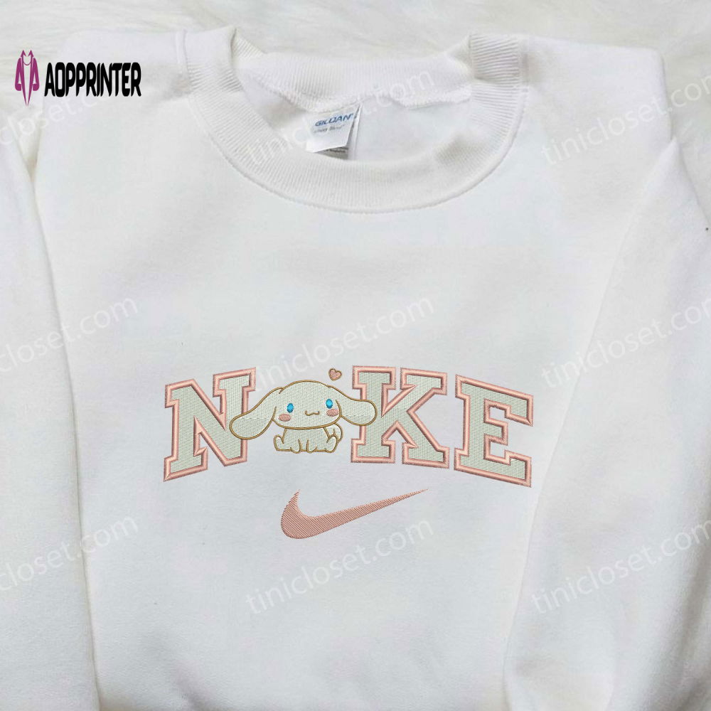 Nike Embroidered Shirts: Cinnamoroll Heart x Hello Kitty Custom Design Nike Embroidered Shirts: Cinnamoroll Heart x Hello Kitty Custom Design