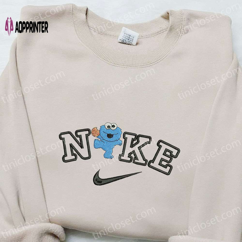 Cookie Monster x Nike Embroidered Hoodie & Shirt: Perfect Family Gifts with Cartoon Swoosh Nike Inspired Cookie Monster x Nike Embroidered Hoodie & Shirt: Perfect Family Gifts with Cartoon Swoosh Nike Inspired