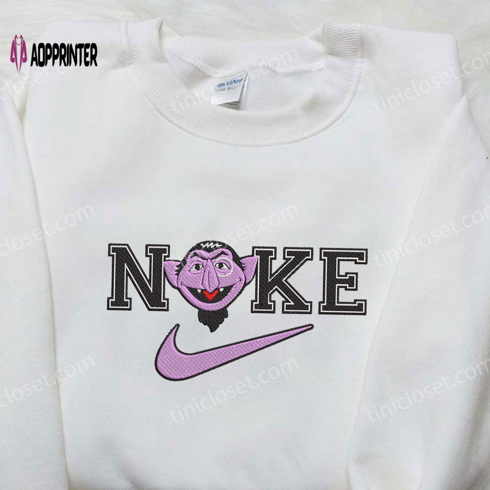 Count Von Count x Nike Embroidered Shirt – Sesame Street & Custom Design Count Von Count x Nike Embroidered Shirt – Sesame Street & Custom Design