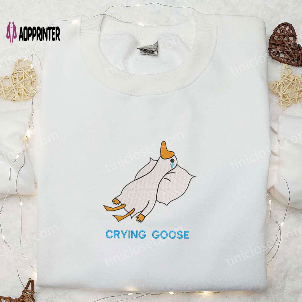 Crying Silly Goose Embroidered Shirt – Funny Animal Design for a Hilarious Look Crying Silly Goose Embroidered Shirt – Funny Animal Design for a Hilarious Look