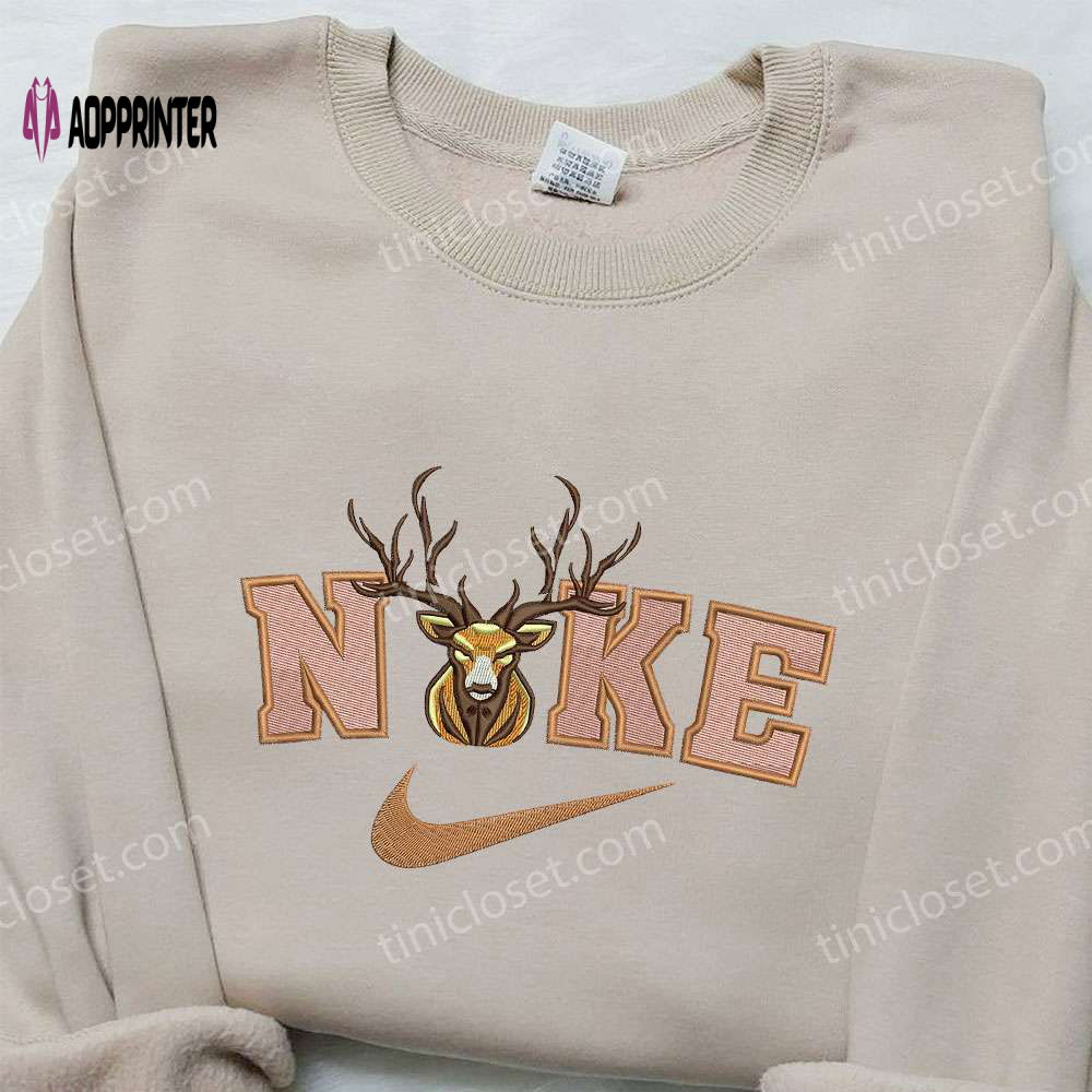 Deer x Nike Embroidered Shirt: Animal & Custom Designs Deer x Nike Embroidered Shirt: Animal & Custom Designs