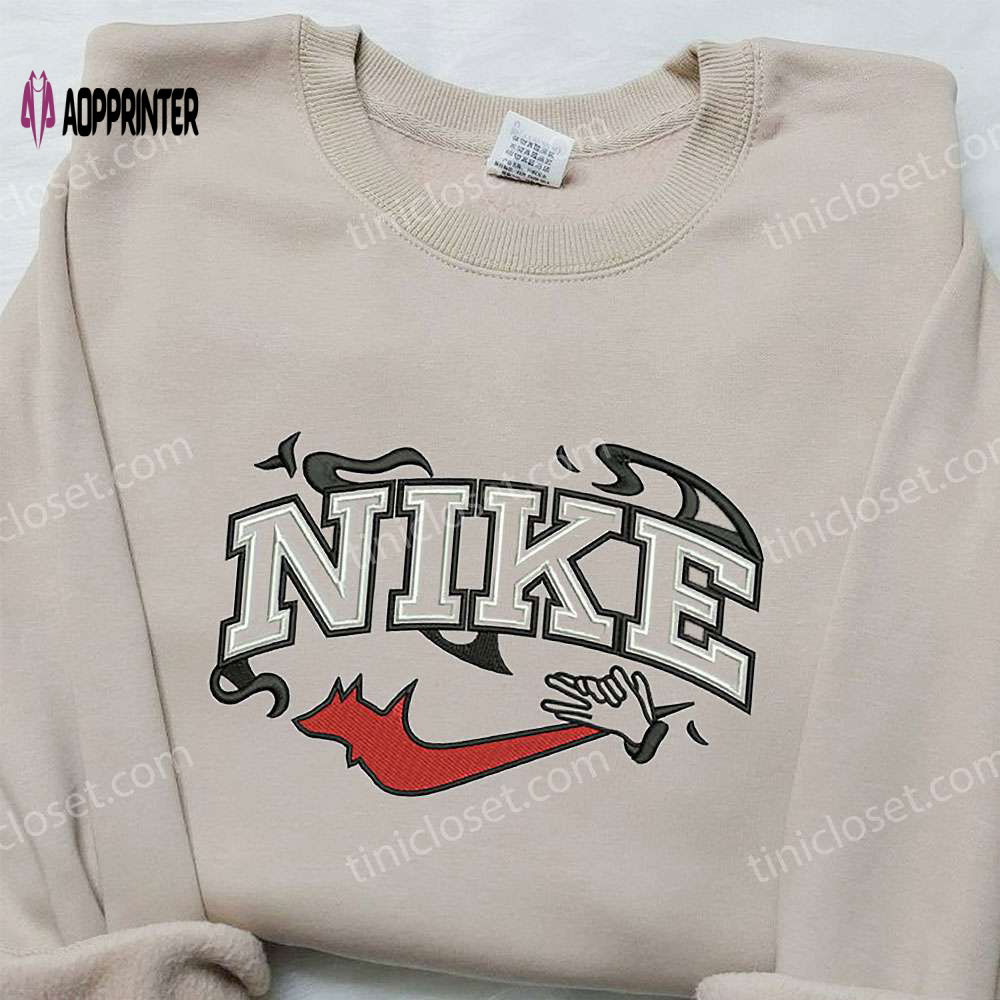 Devil Hand x Nike Embroidered Shirt – Halloween Custom Design Devil Hand x Nike Embroidered Shirt – Halloween Custom Design