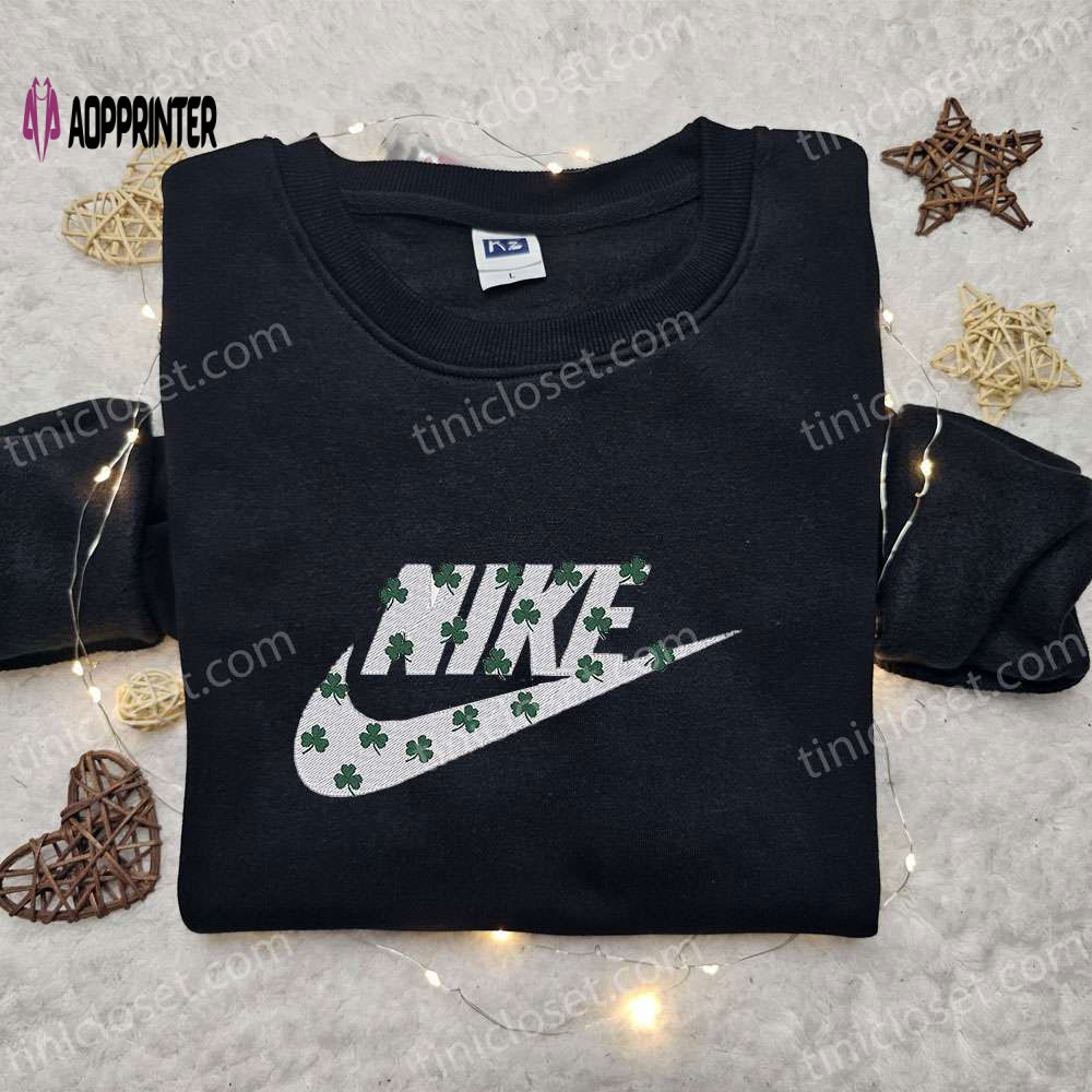 Four-Leaf Clovers x Nike Embroidered Sweatshirt – St Patrick s Day Custom Hoodie Four-Leaf Clovers x Nike Embroidered Sweatshirt – St Patrick s Day Custom Hoodie