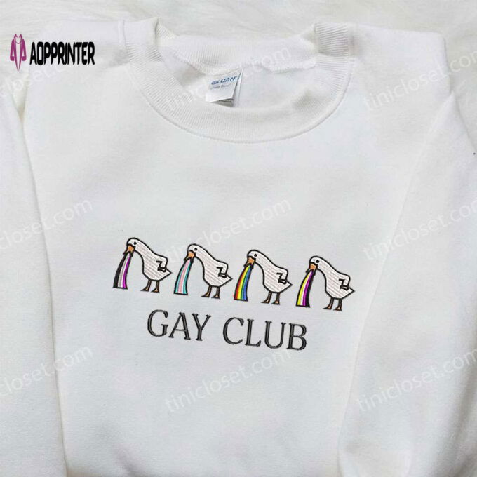 Colorful LGBT Club Silly Goose Embroidered Shirt – Animal & LGBTQ Pride Design
